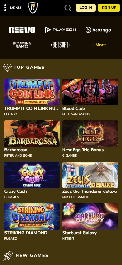 Kings Chance Casino mobile browser home view on a phone